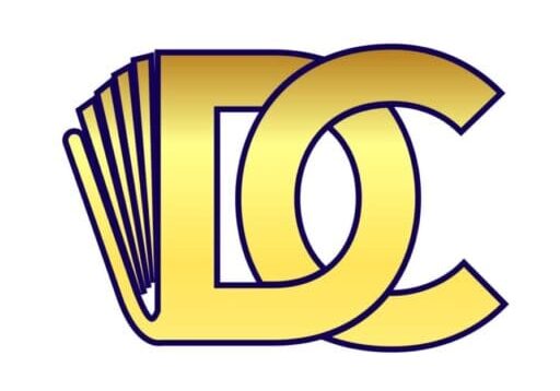 A yellow logo of the dc comics company.